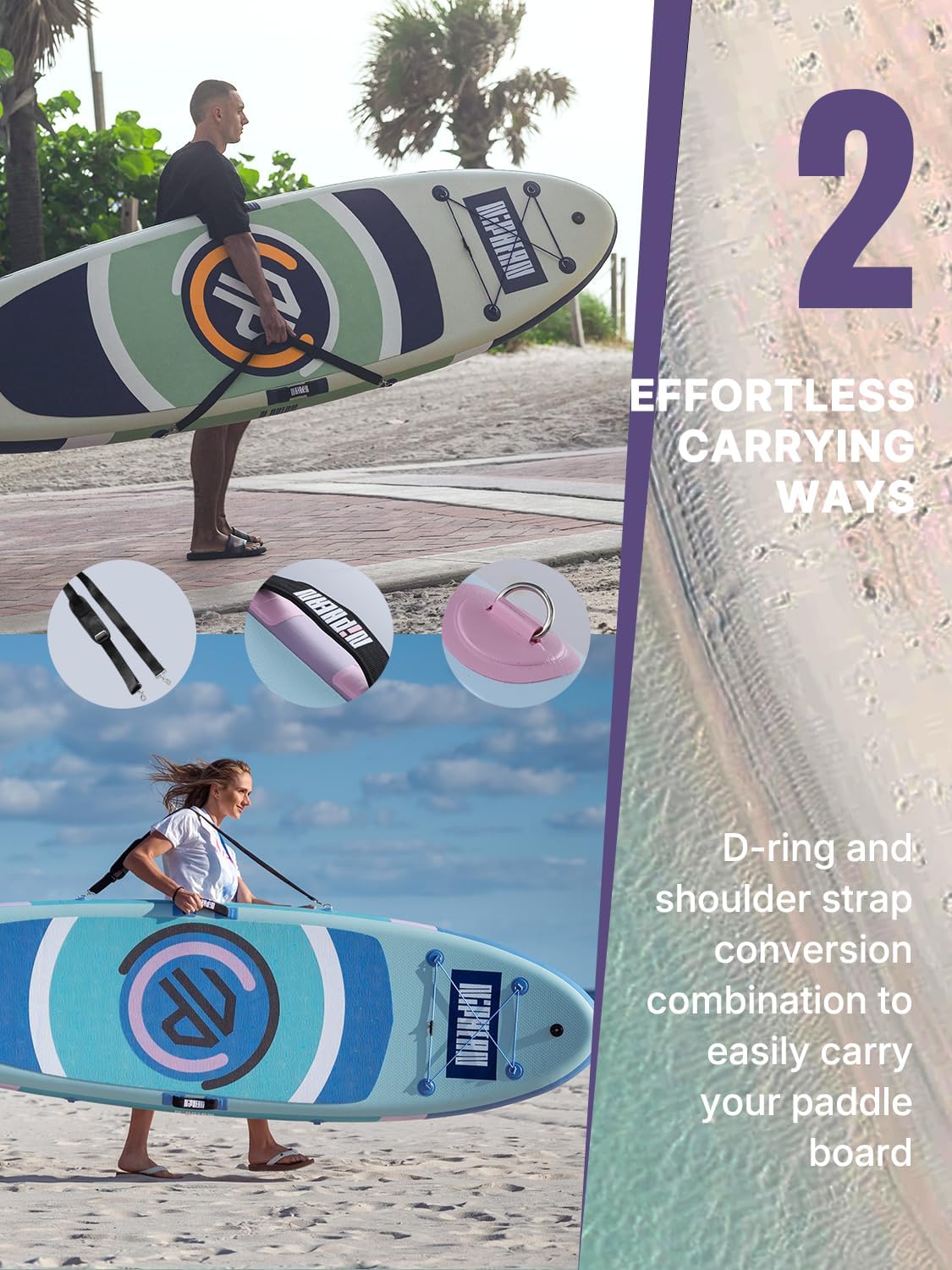 SupSummer 10ft Inflatable Yoga Paddle Board Pink Extra Wide Stable SUP Beginner Kit Complete Set
