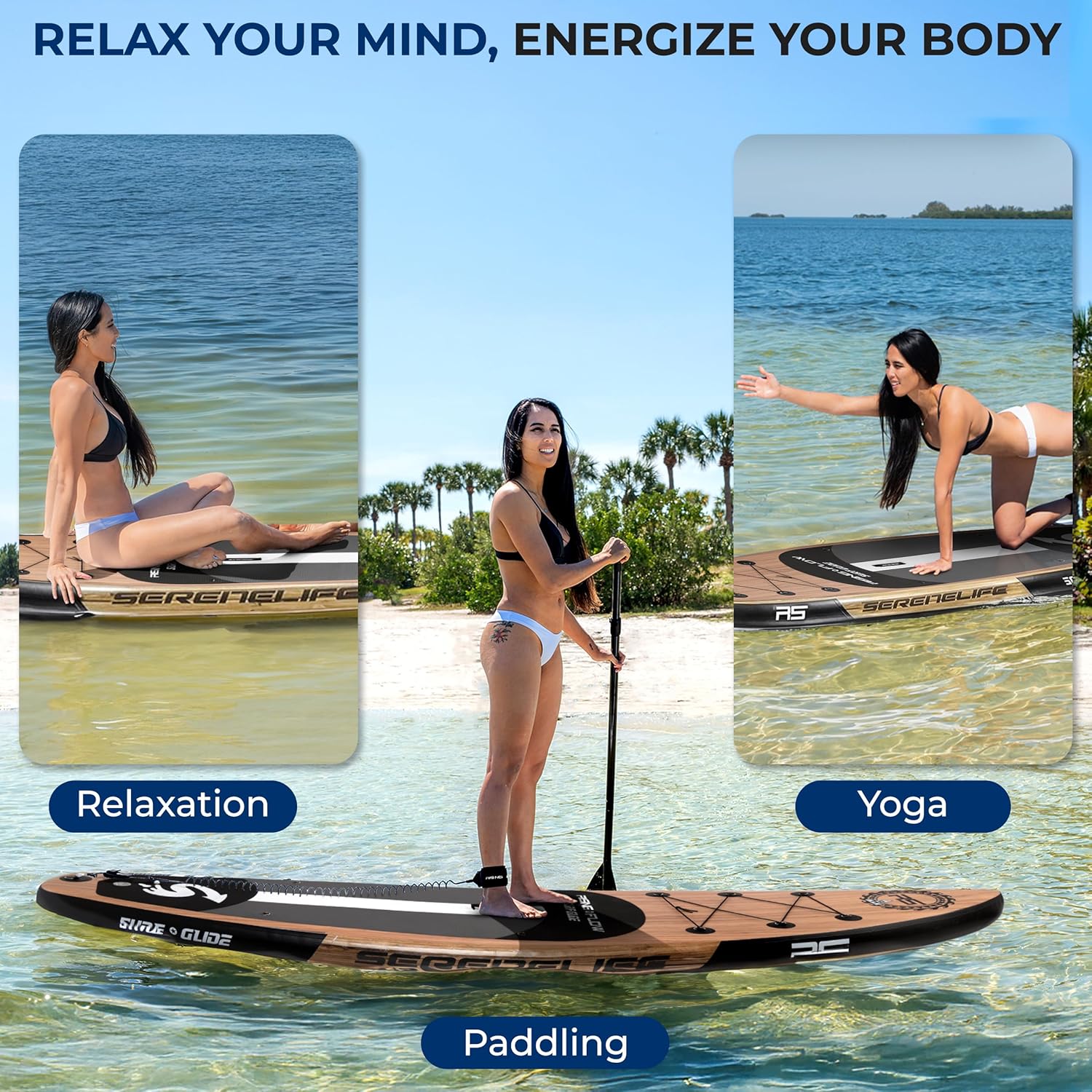 Inflatable Stand Up Paddle Board with Premium SUP Accessories – Wide Stable Design with Non-Slip EVA Deck Pad for Adults and Youth of All Skill Levels, 350 lbs Capacity