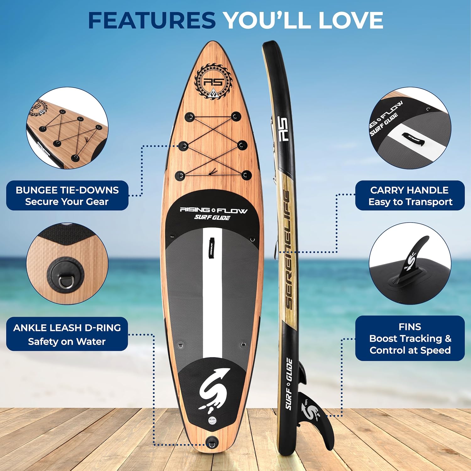 Inflatable Stand Up Paddle Board with Premium SUP Accessories – Wide Stable Design with Non-Slip EVA Deck Pad for Adults and Youth of All Skill Levels, 350 lbs Capacity