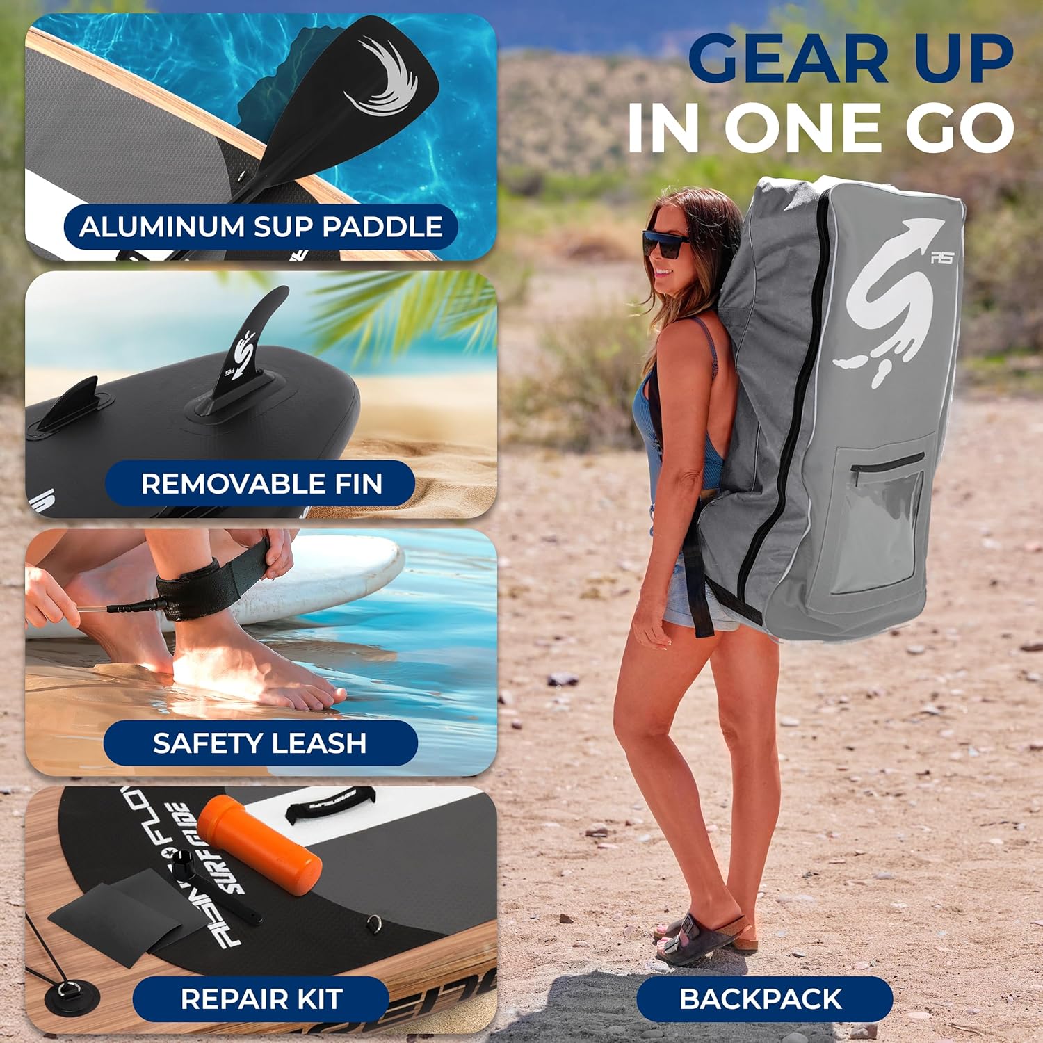 Inflatable Stand Up Paddle Board with Premium SUP Accessories – Wide Stable Design with Non-Slip EVA Deck Pad for Adults and Youth of All Skill Levels, 350 lbs Capacity