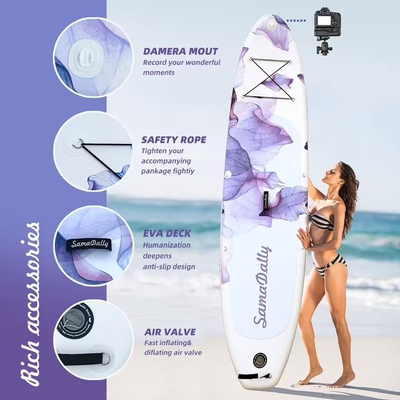 10.6' Inflatable Stand Up Paddle Boards, 32" Paddle Board Of All Skill Levels With Complete Inflatble SUP Accessories, Hand Pump, Waterproof Bag, Removable Fin, Leash