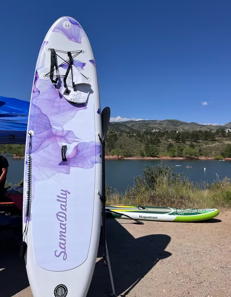 10.6' Inflatable Stand Up Paddle Boards, 32" Paddle Board Of All Skill Levels With Complete Inflatble SUP Accessories, Hand Pump, Waterproof Bag, Removable Fin, Leash