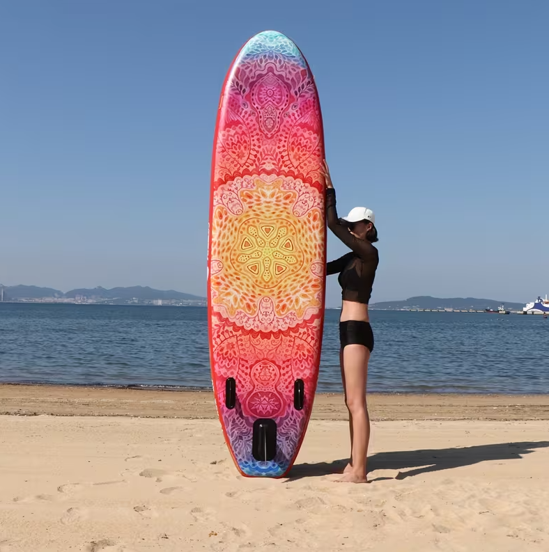 Inflatable SUP 2 person Red with Paddle, Leash & - Heavy-Duty Blow Up Stand Up Paddleboard for Adults, 450lbs,Extra Wide Stable Deck 11x35
