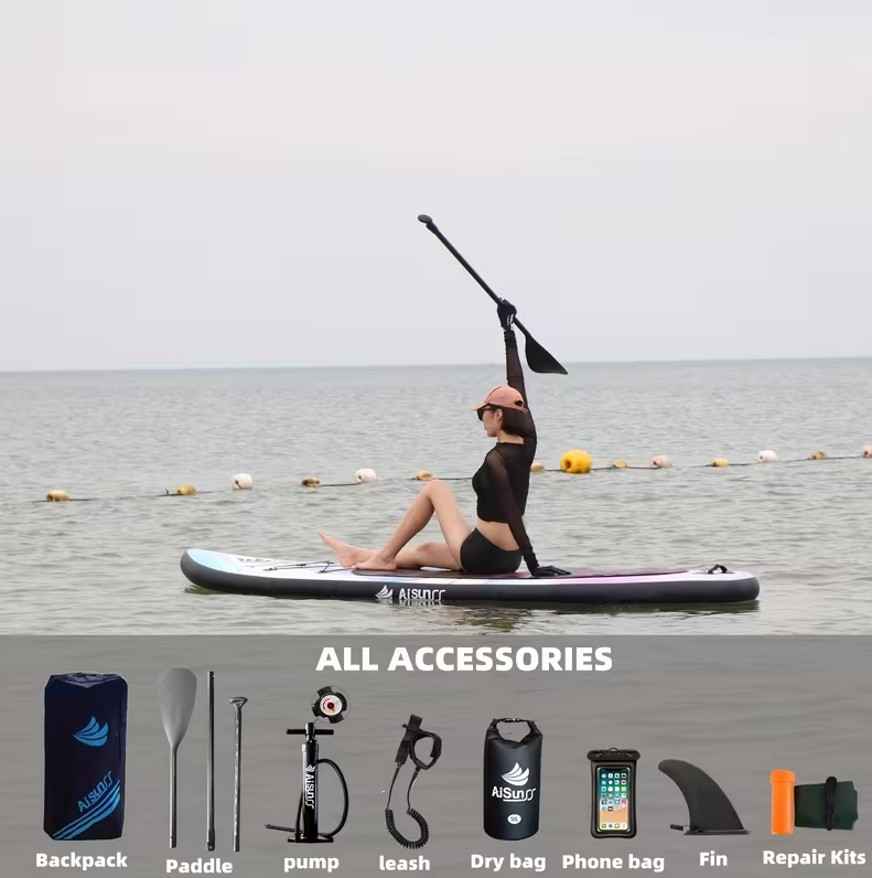 Inflatable SUP 2 person Red with Paddle, Leash & - Heavy-Duty Blow Up Stand Up Paddleboard for Adults, 450lbs,Extra Wide Stable Deck 11x35