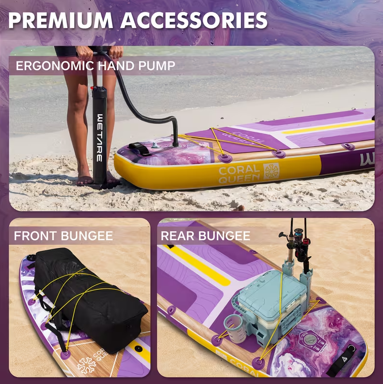Inflatable SUP 2 person Green Board with Paddle, Leash & - Heavy-Duty Blow Up Stand Up Paddleboard for Adults, 450lbs,Extra Wide Stable Deck 11x35
