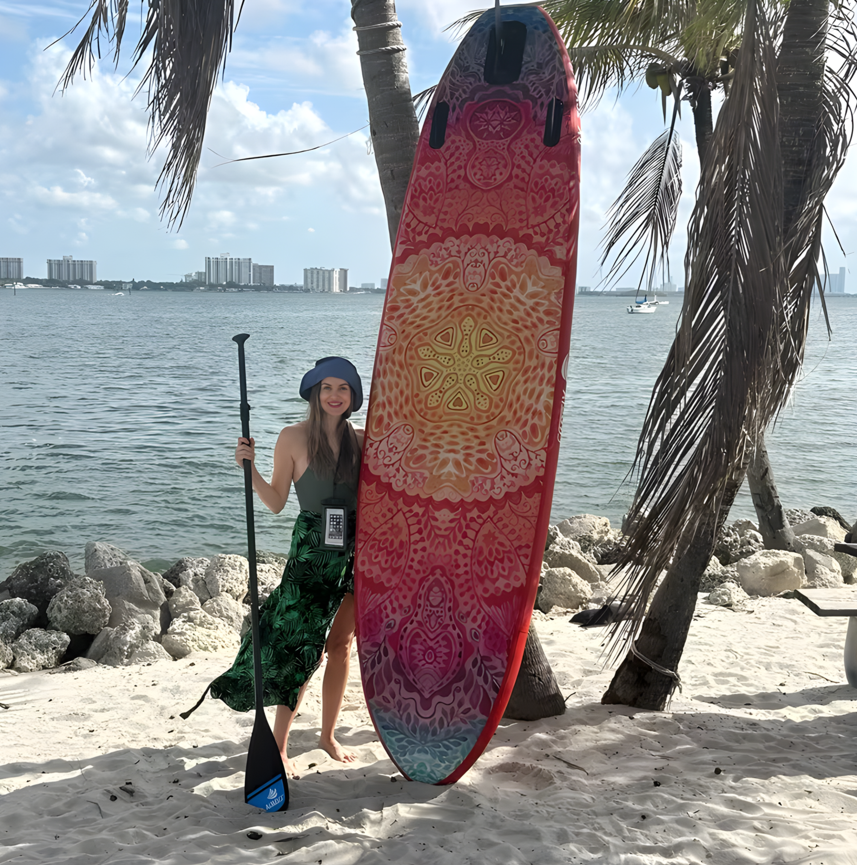 Inflatable SUP 2 person Red with Paddle, Leash & - Heavy-Duty Blow Up Stand Up Paddleboard for Adults, 450lbs,Extra Wide Stable Deck 11x35