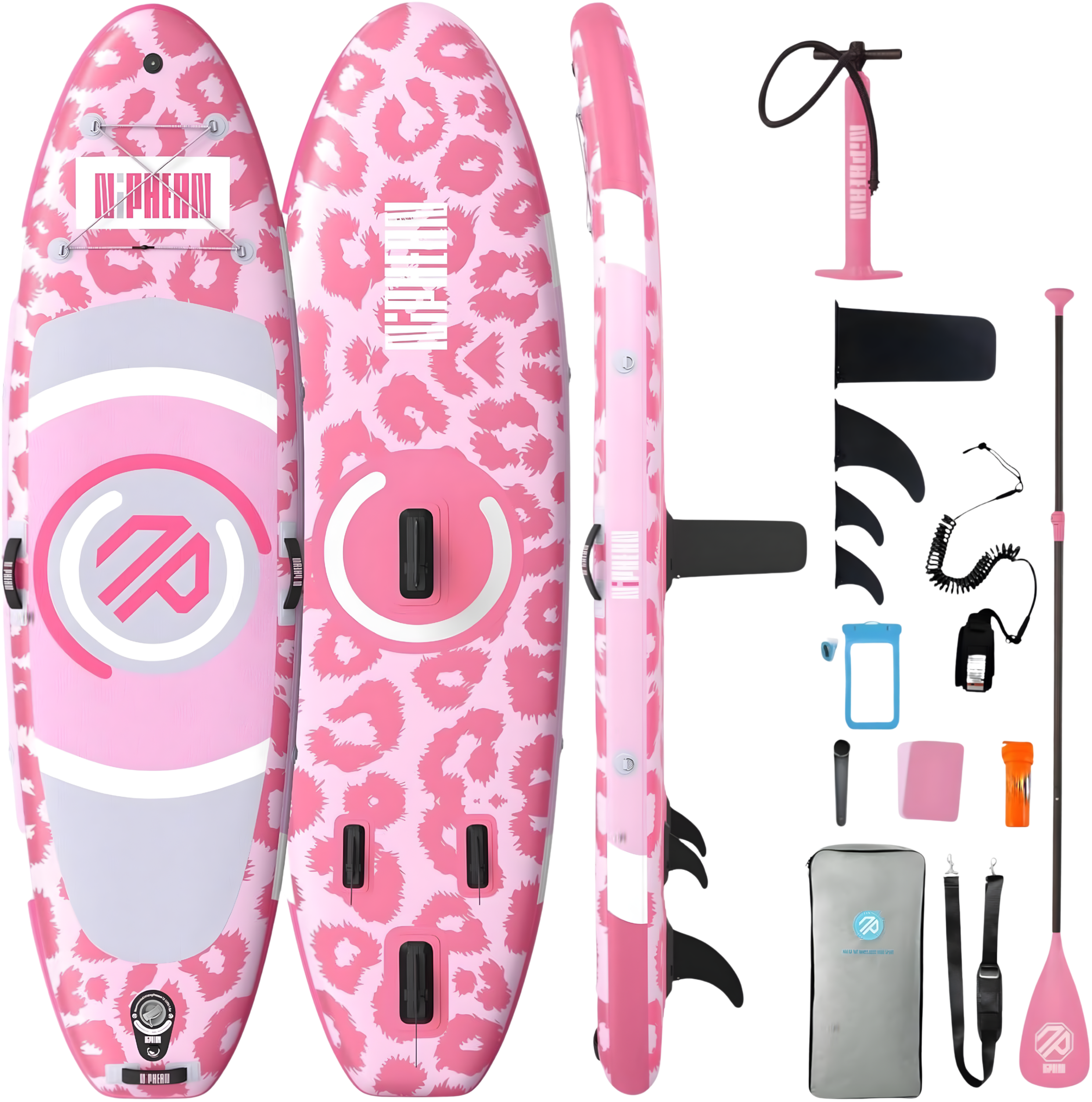 SupSummer 10ft Inflatable Yoga Paddle Board Pink Extra Wide Stable SUP Beginner Kit Complete Set