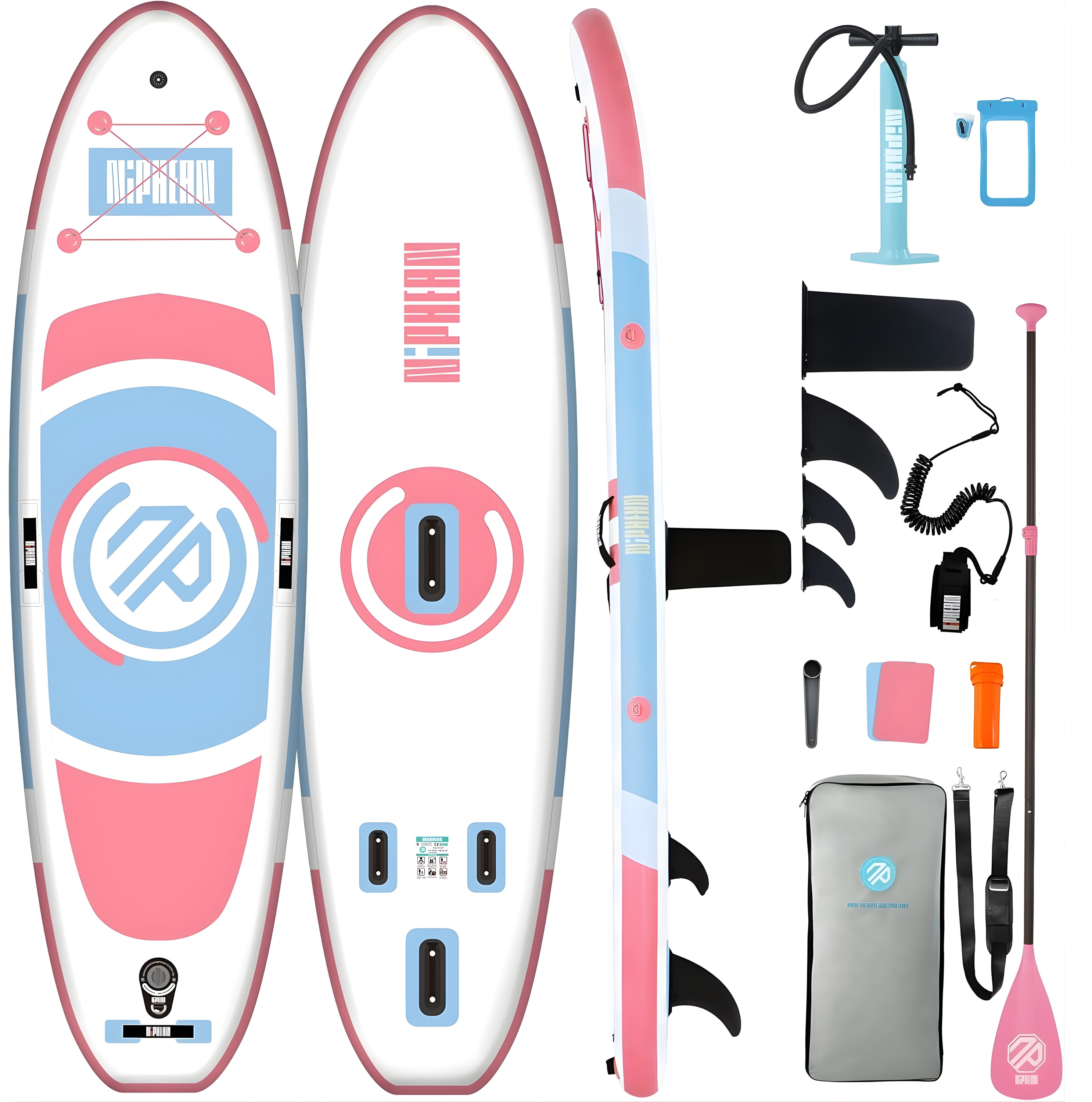 SupSummer 10ft Inflatable Yoga Paddle Board Pink Extra Wide Stable SUP Beginner Kit Complete Set